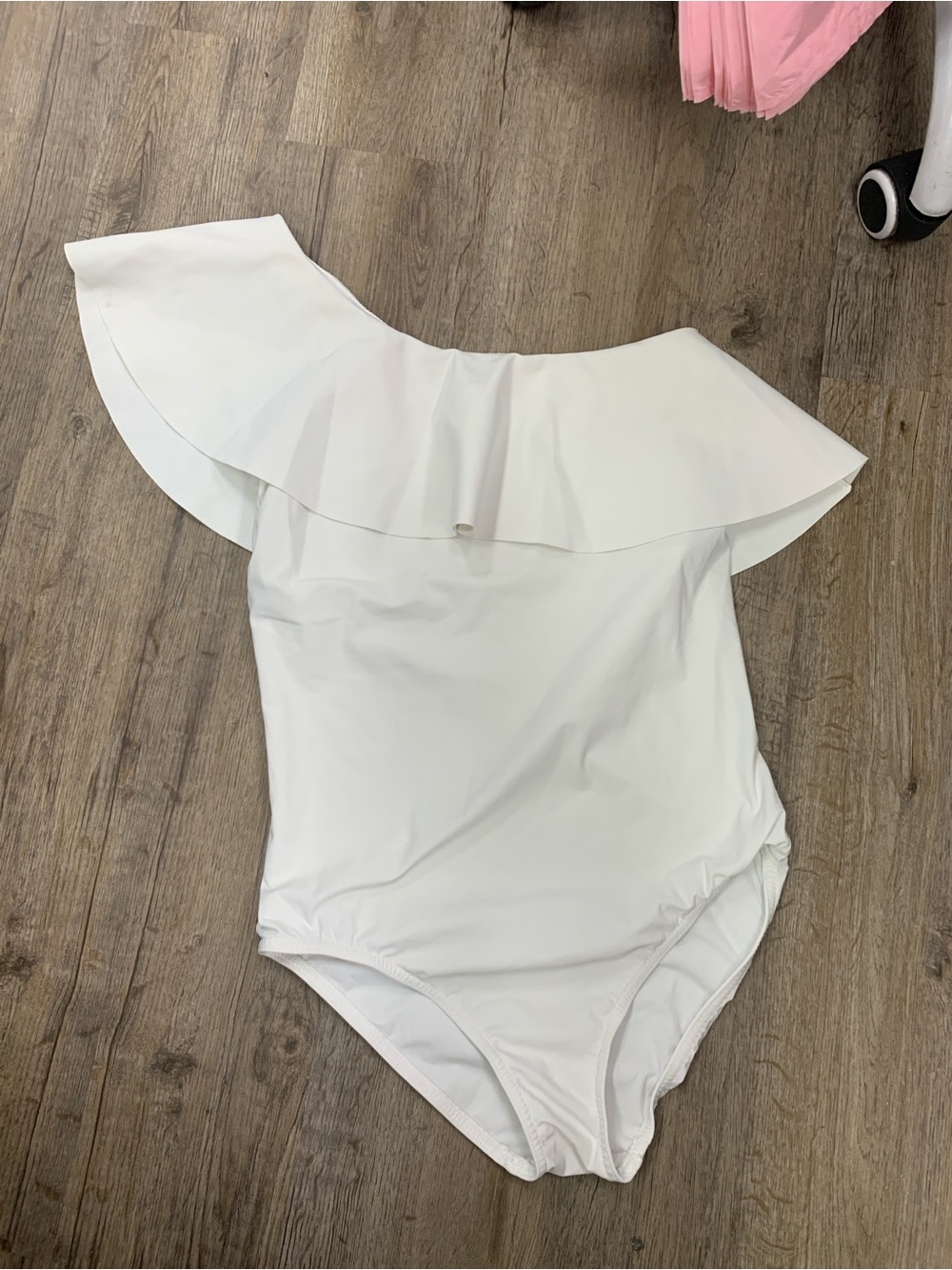 Karla Colletto Off-Shoulder Ruffle White One-Piece Swimsuit